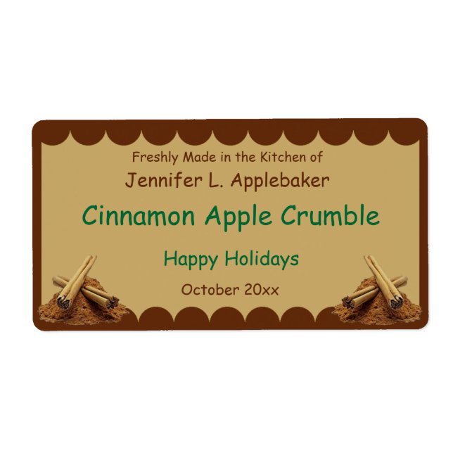 Etiqueta Palitos de canela Alimentos de borde vieira (Frente)