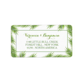 Etiqueta Palm Leaves Tropical Beach Wedding