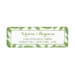 Etiqueta Palm Leaves Tropical Beach Wedding