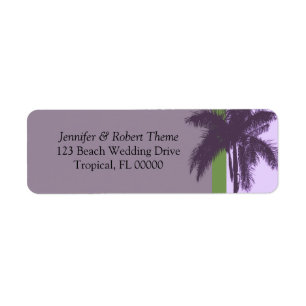 Etiqueta Palm Tree de fondo púrpura DIY Wedding Labels