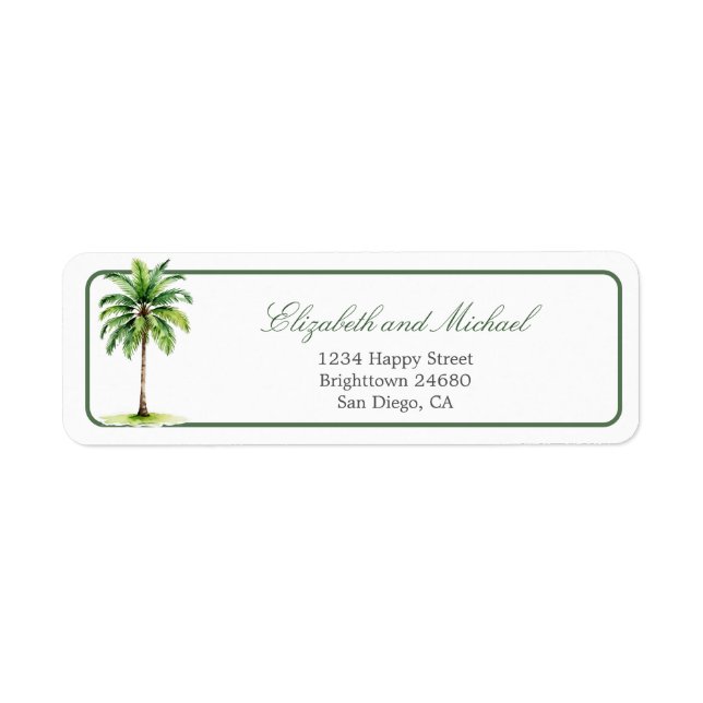 Etiqueta Palm Tree Elegant Boda de Moda moderna (Frente)
