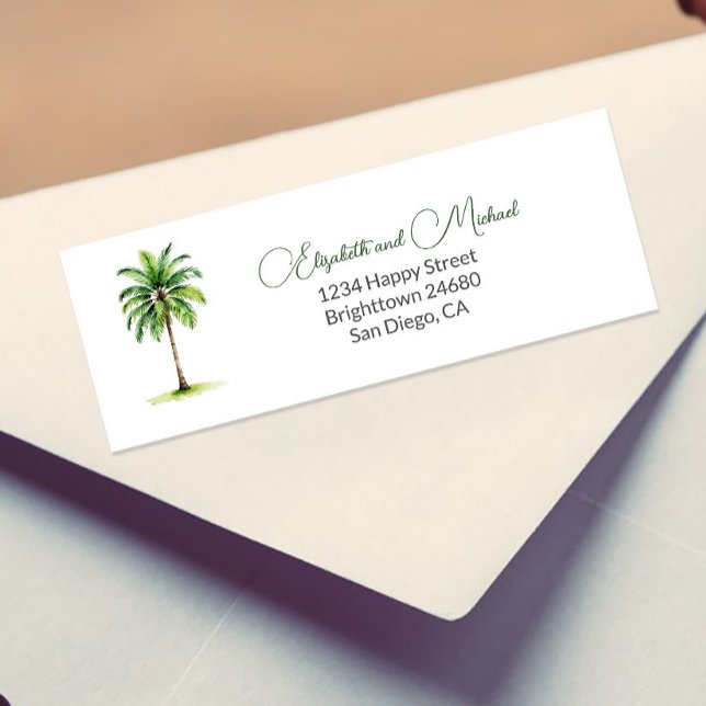 Etiqueta Palm Tree Elegant Boda de Moda moderna (Subido por el creador)