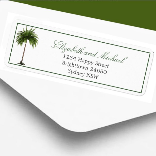 Etiqueta Palm Tree Elegant Moda moderna Boda verde (Subido por el creador)