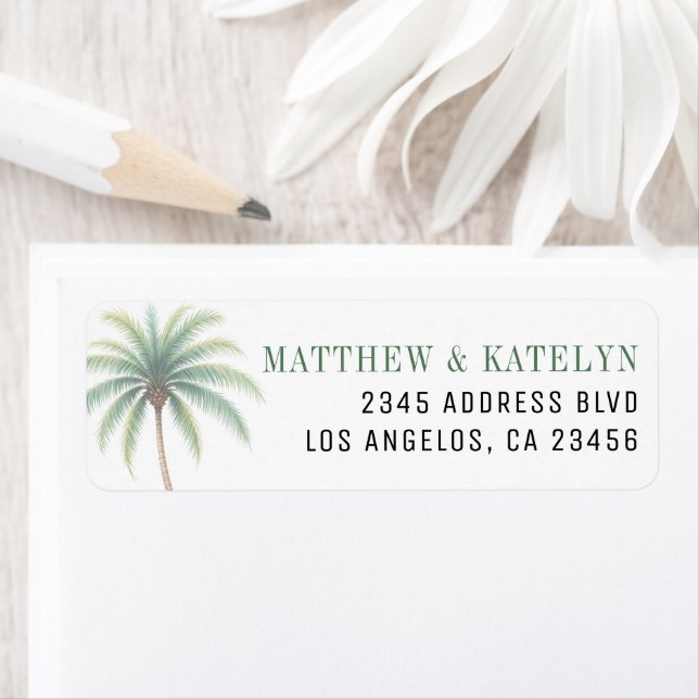 Etiqueta Palm Tree Island Destination Green Wedding (In situ)