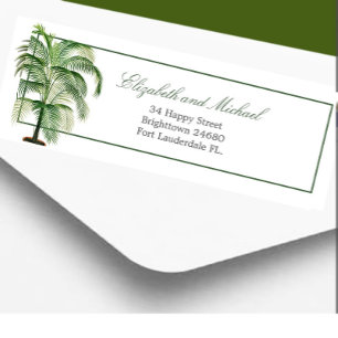 Etiqueta Palm Tree Modern Elegant Green