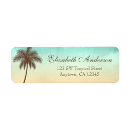 Etiqueta Palm Tree Tropical Beach Personalizada
