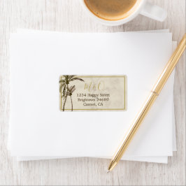 Etiqueta Palm Tree Tropical Boda Rústico Moderno Elegante