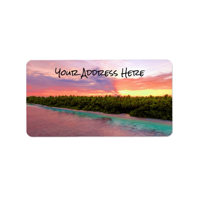 Etiqueta Palm Trees Island Beach Sunset (Frente)