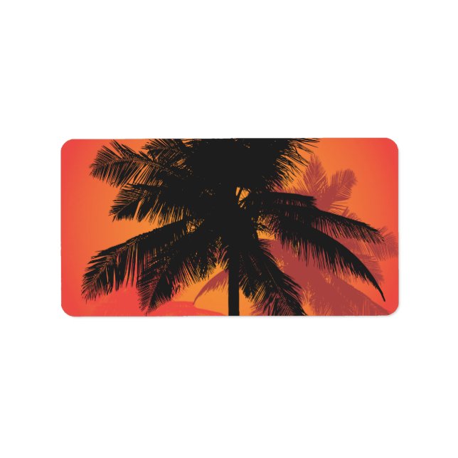 Etiqueta Palm Trees Silhouettes Sunset (Frente)