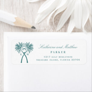 Etiqueta Palm Trees Tropical Beach Wedding Dirección