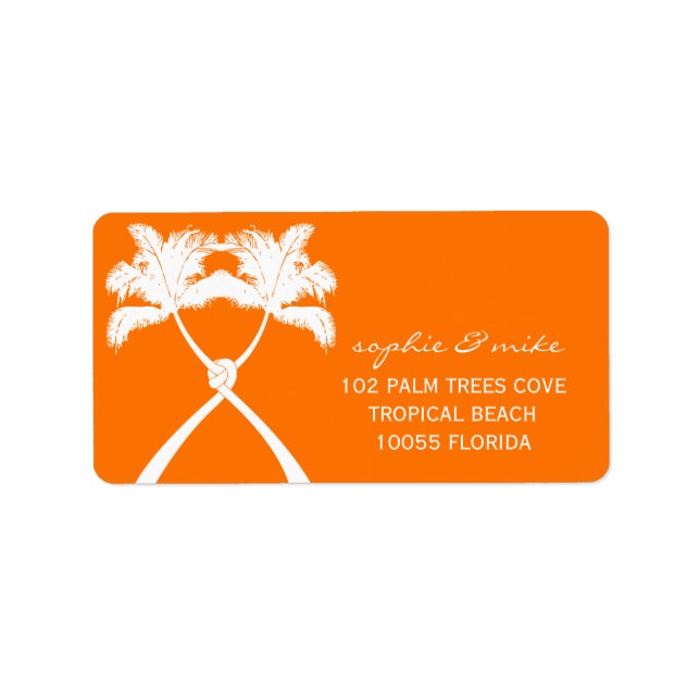 Etiqueta Palm Trees Tropical Beach Wedding Dirección (Frente)