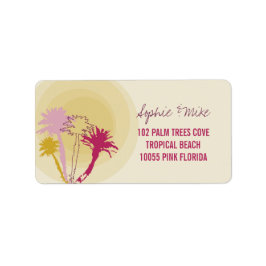 Etiqueta Palm Trees Tropical Palm Trees Beach Wedding Label