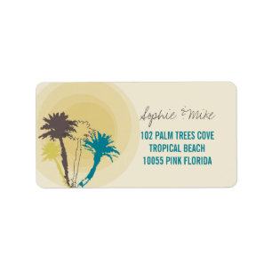 Etiqueta Palm Trees Tropical Palm Trees Beach Wedding Label