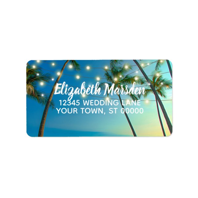 Etiqueta Palmeras Tropical Beach Lights RSVP Dirección de R (Frente)