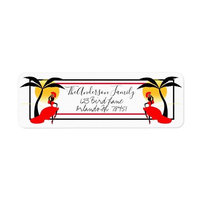Etiqueta Palmeras y bailarina (Frente)