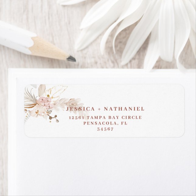 Etiqueta Pampas Grass Boho Floral (In situ)