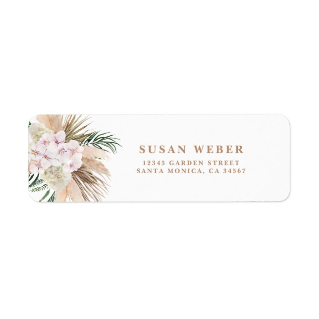 Etiqueta Pampas Grass Boho Invitación (Frente)