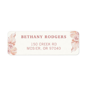 Etiqueta Pampas Grass Boho Moderno Envelope Return Address