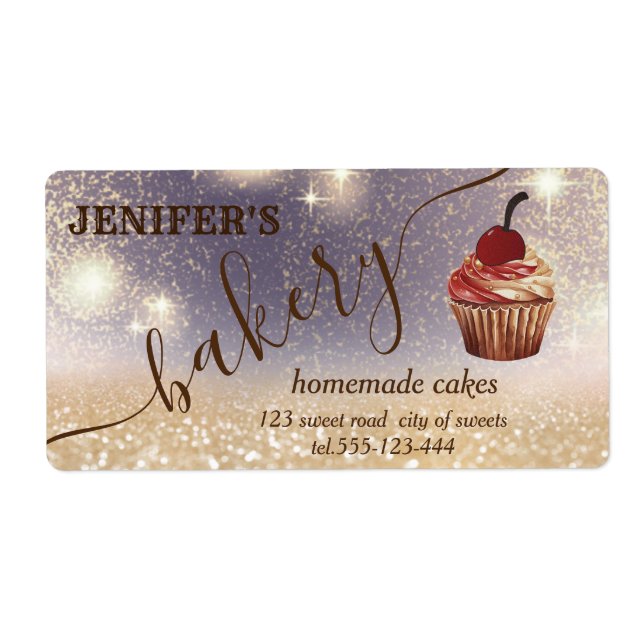 Etiqueta panadería de guijarros del chef de quequitos Purpu (Frente)