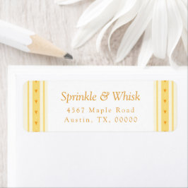 Etiqueta Panadería de rayas amarillas retro vainilla corazó