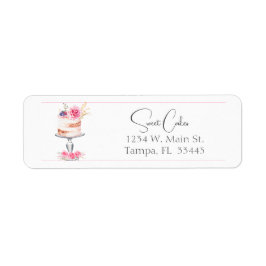 Etiqueta Panadería Elegante Pastel Rosa Acuático