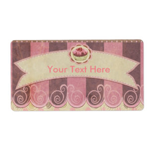 Etiqueta Panadería Taupe Pink Cupcake