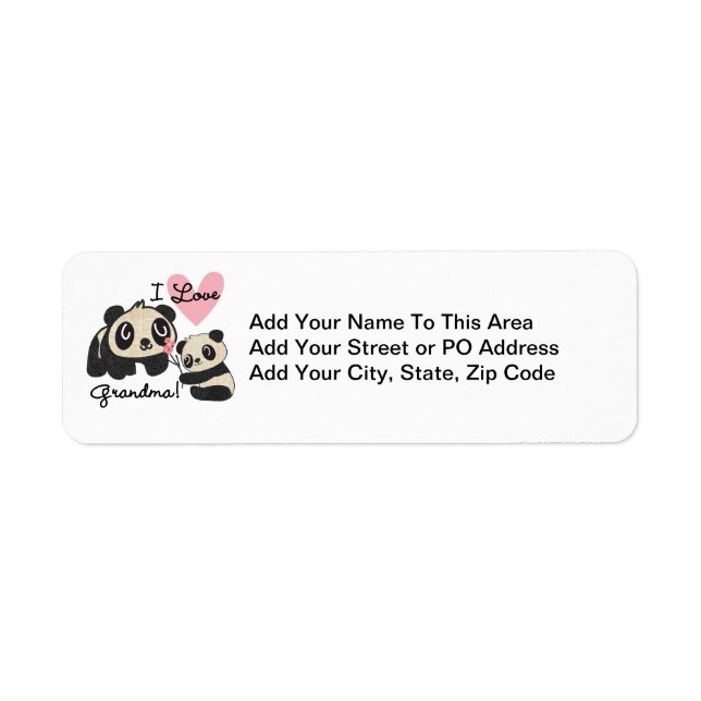 Etiqueta Panda Bears I Love Grandma (Frente)