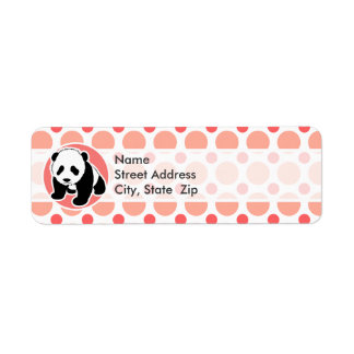 Etiqueta Panda de bebé lindo; puntos de polka rosado y cora