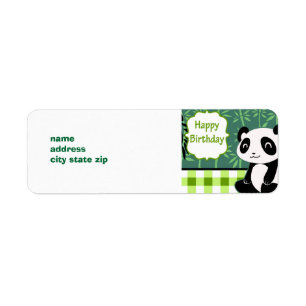 Etiqueta Panda del bambú del verde del feliz cumpleaños