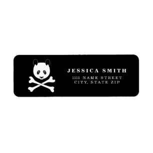 Etiqueta Panda pirata blanco y negro personalizado