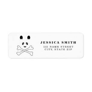 Etiqueta Panda pirata blanco y negro personalizado