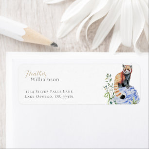 Etiqueta Panda rojo acuarela