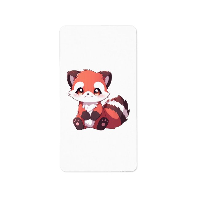 Etiqueta  panda rojo lindo (Frente)
