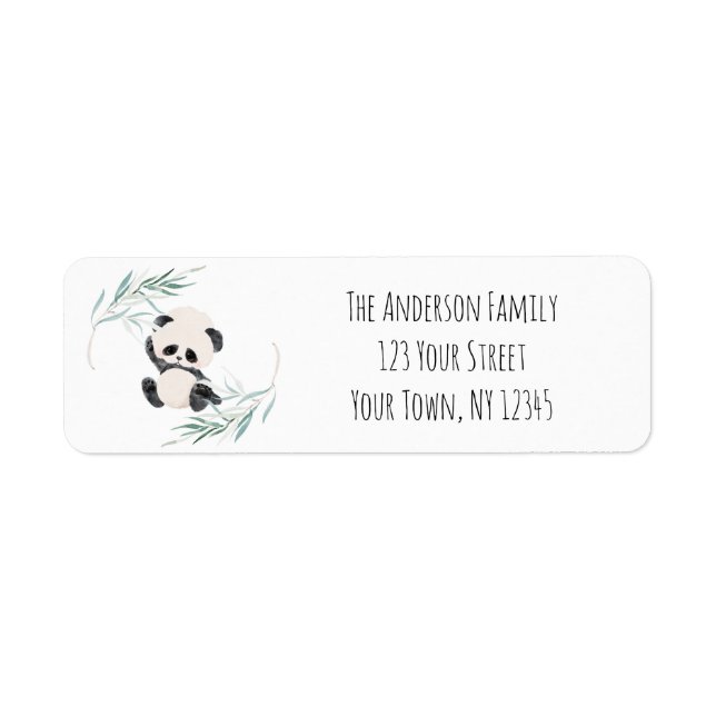 Etiqueta Panda Unisex Género Neutral Baby Shower acuarela (Frente)