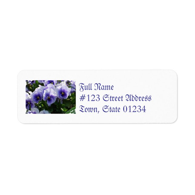 Etiqueta Pansies azules Pastel (Frente)
