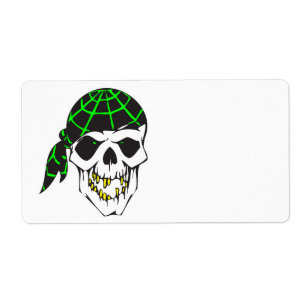 Etiqueta pañuelo de calavera malvada