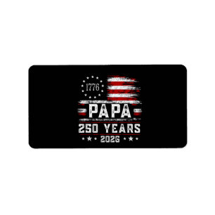 Etiqueta Papa Americano Hombre Bandera 250 Años 4 de Julio