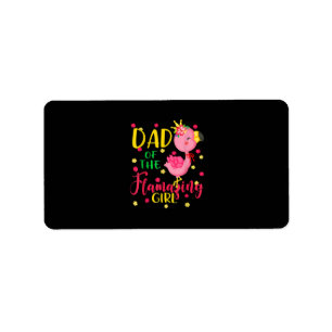 Etiqueta Papá Del Flamante Chica Cute Flamingo Dad Birthday