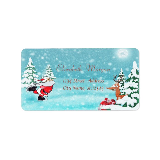 Etiqueta Papá Noel, capricho, Navidades de renos (Frente)