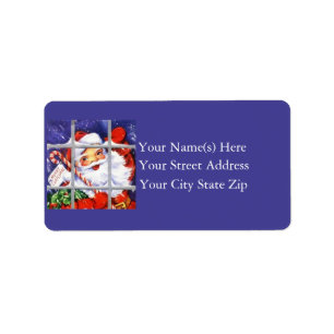 Etiqueta Papá Noel En La Ventana Vintage Navidad