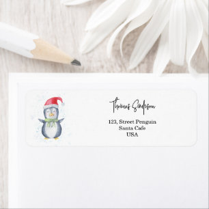 Etiqueta Papá Noel Pingüino