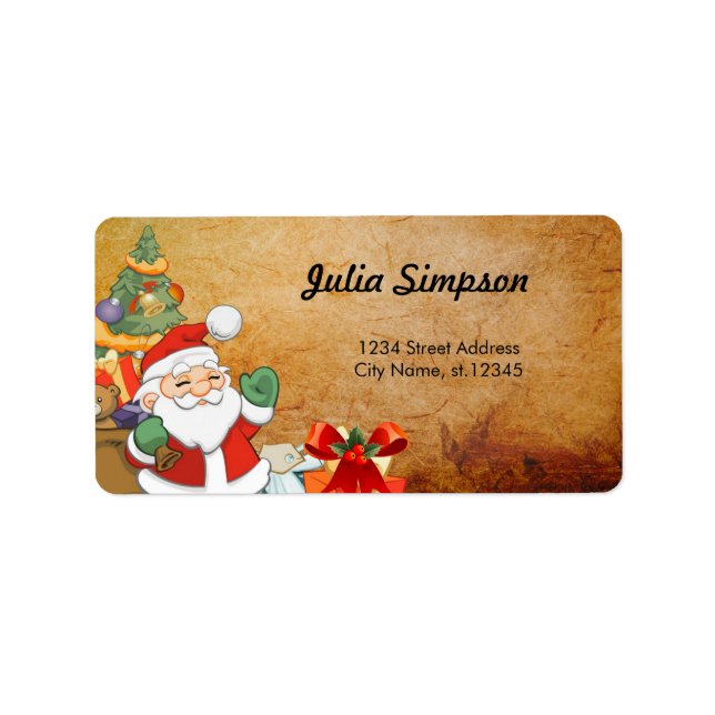 Etiqueta Papá Noel, regalos de Navidad (Frente)