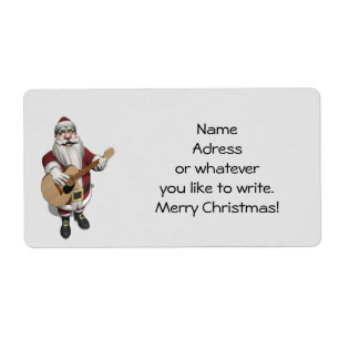 Etiqueta Papá Noel Tocando Canciones De Navidades En Su Gui