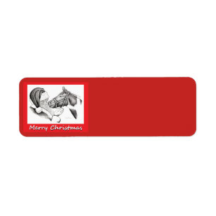 Etiqueta Papá Noel y caballo para Navidad