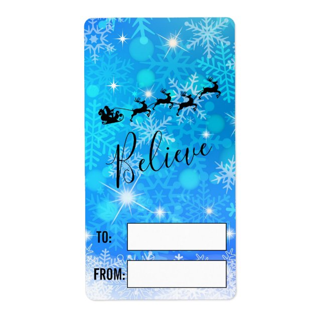 Etiqueta Papá Noel y su reno volador - Créanlo (Frente)