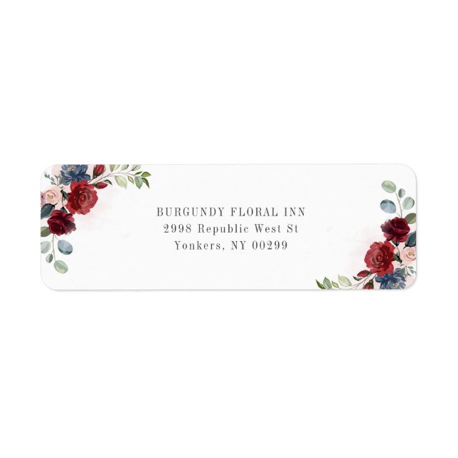 Etiqueta Papel con membrete de Burgundy Floral con técnica  (Frente)