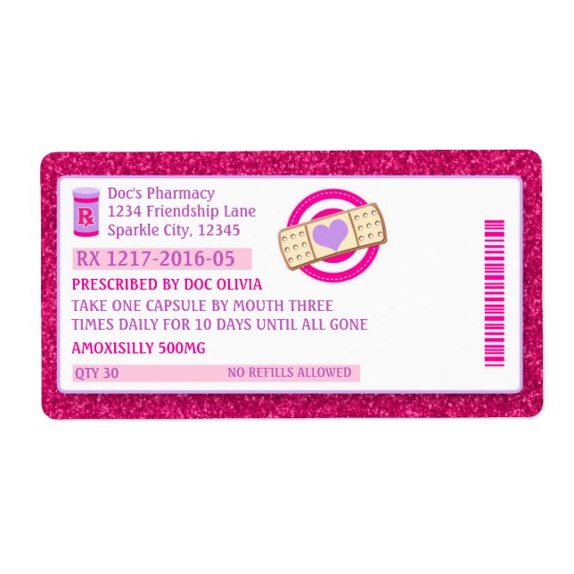 Etiqueta Papel de frascos de prescripción (Frente)