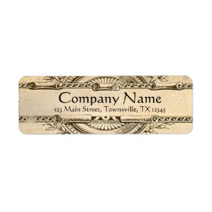 Etiqueta Papel envejecido de Medallón Floral Vintage