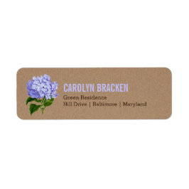 Etiqueta Papel Kraft Rústico Azul Hidrangea Boda Floral