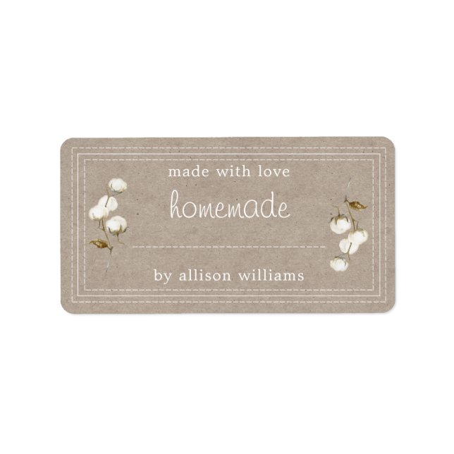 Etiqueta Papel rústico casero de algodón Sprig Kraft (Frente)